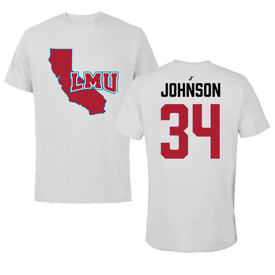 Loyola Marymount University Softball Light Gray State Tee - #34 Meeya Johnson