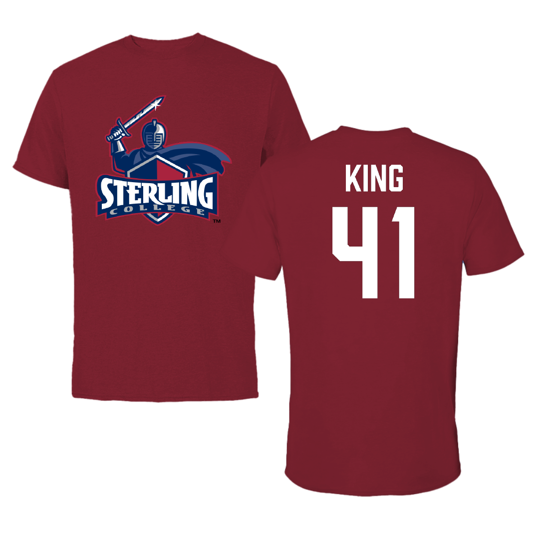 Sterling College Football Cardinal Tee - #41 Marcello King