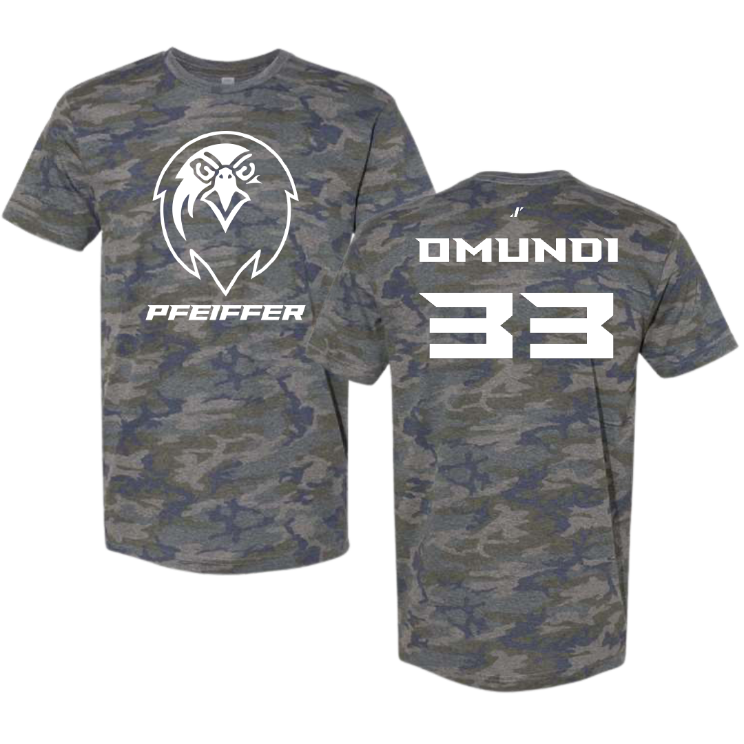 Pfeiffer University Lacrosse (M) Vintage Camo Tee - #33 Kerosi Omundi