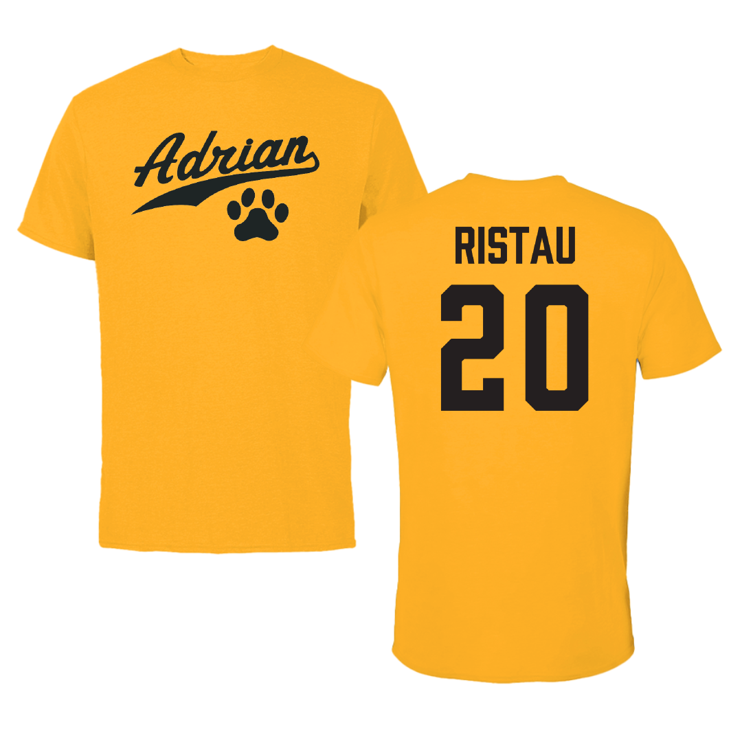 Adrian College Lacrosse (M) Gold Tee - #20 Tyler Ristau