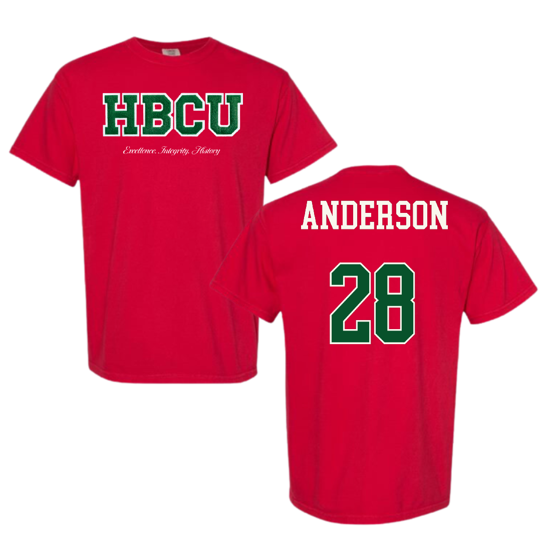 Mississippi Valley State University Football Red HBCU Varsity Comfort Colors Tee - #28 Jordan Anderson
