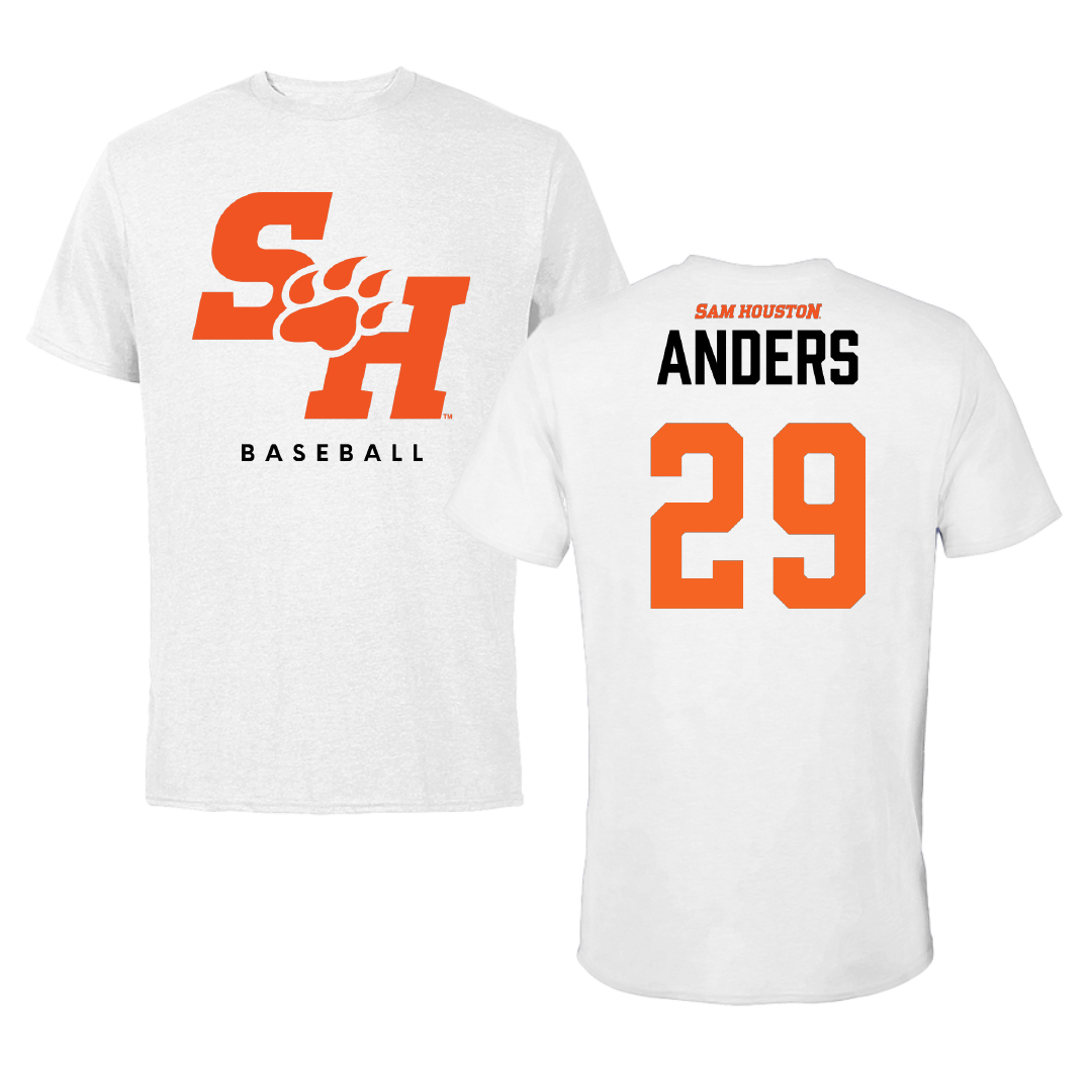 Sam Houston State University Baseball White Tee - #29 Jonathan Anders