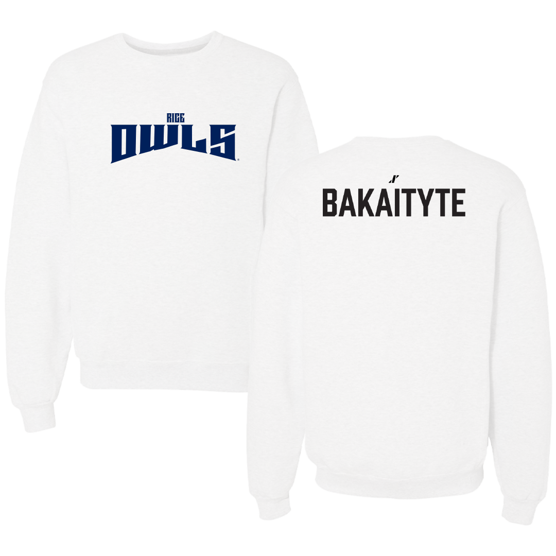 Rice University Tennis (W) White Classic Crewneck - Uma Bakaityte