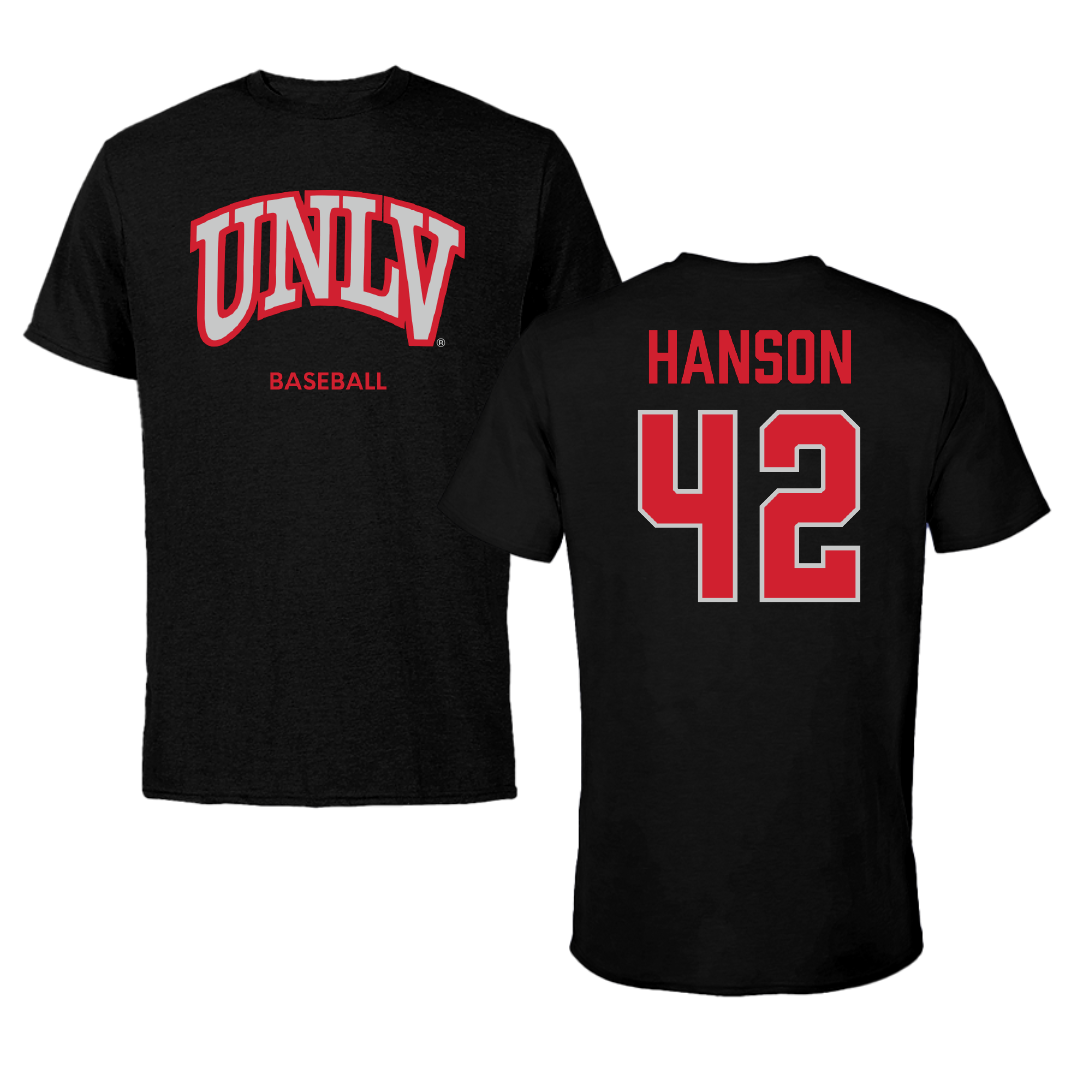 University of Nevada-Las Vegas Baseball Black Performance Tee - #42 Jordan Hanson