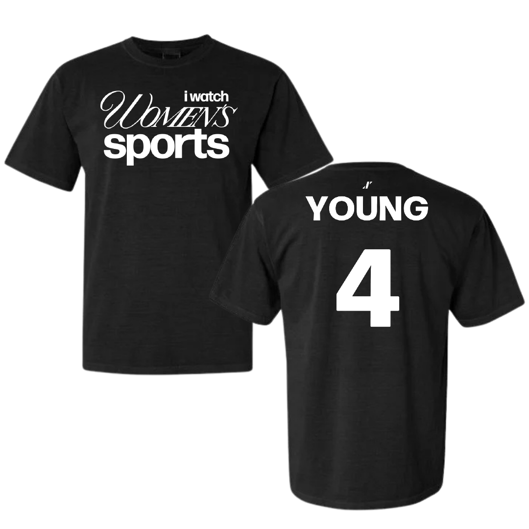 Austin Peay State University Soccer Black WHM Comfort Colors Tee - #4 Carolyne Young