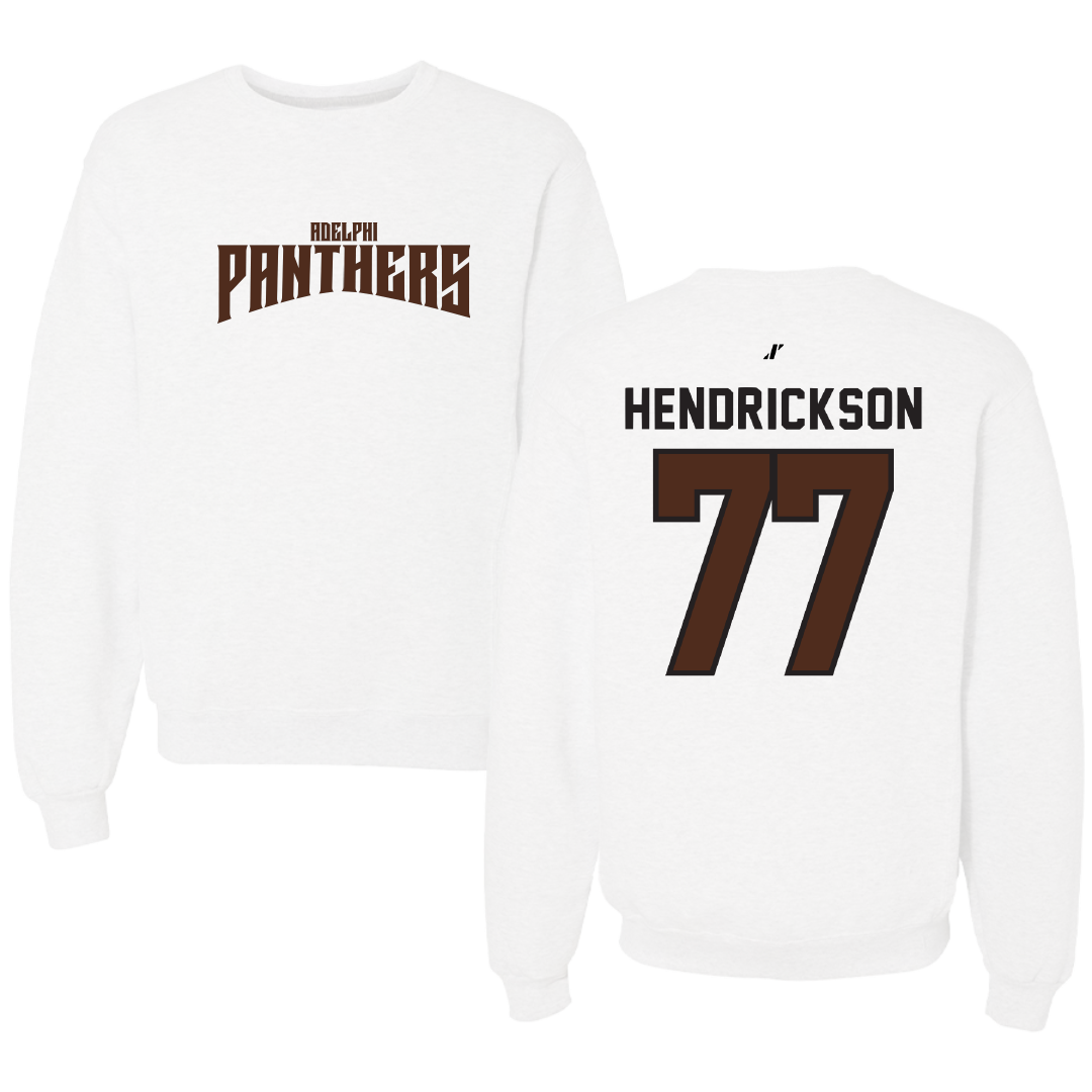 Adelphi University Lacrosse White Classic Crewneck - #77 Michael Hendrickson