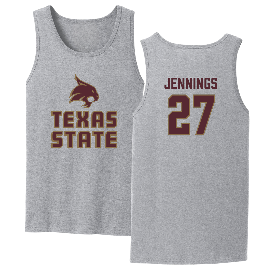 Texas State University Softball Sport Gray Tank Top - #27 Abigail Jennings