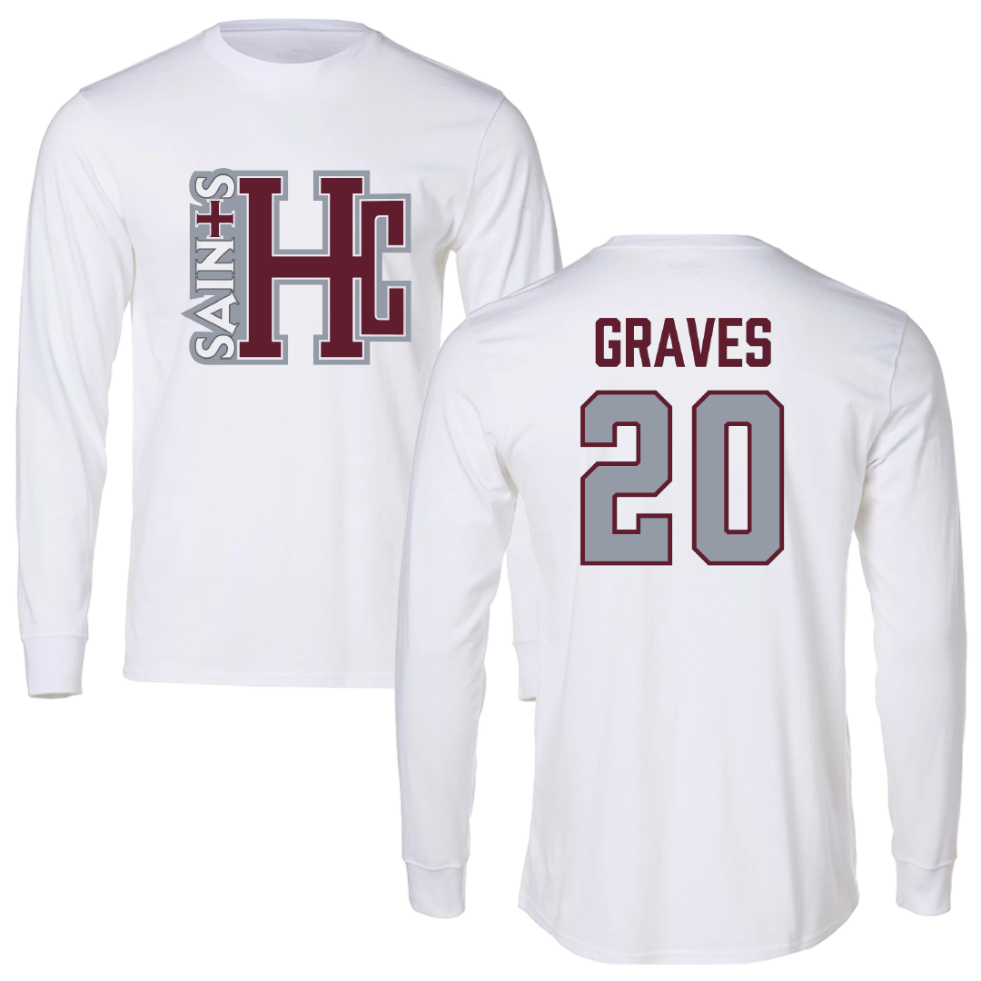 Holy Cross College Basketball (M) White Performance Long Sleeve - #20 Leo Graves