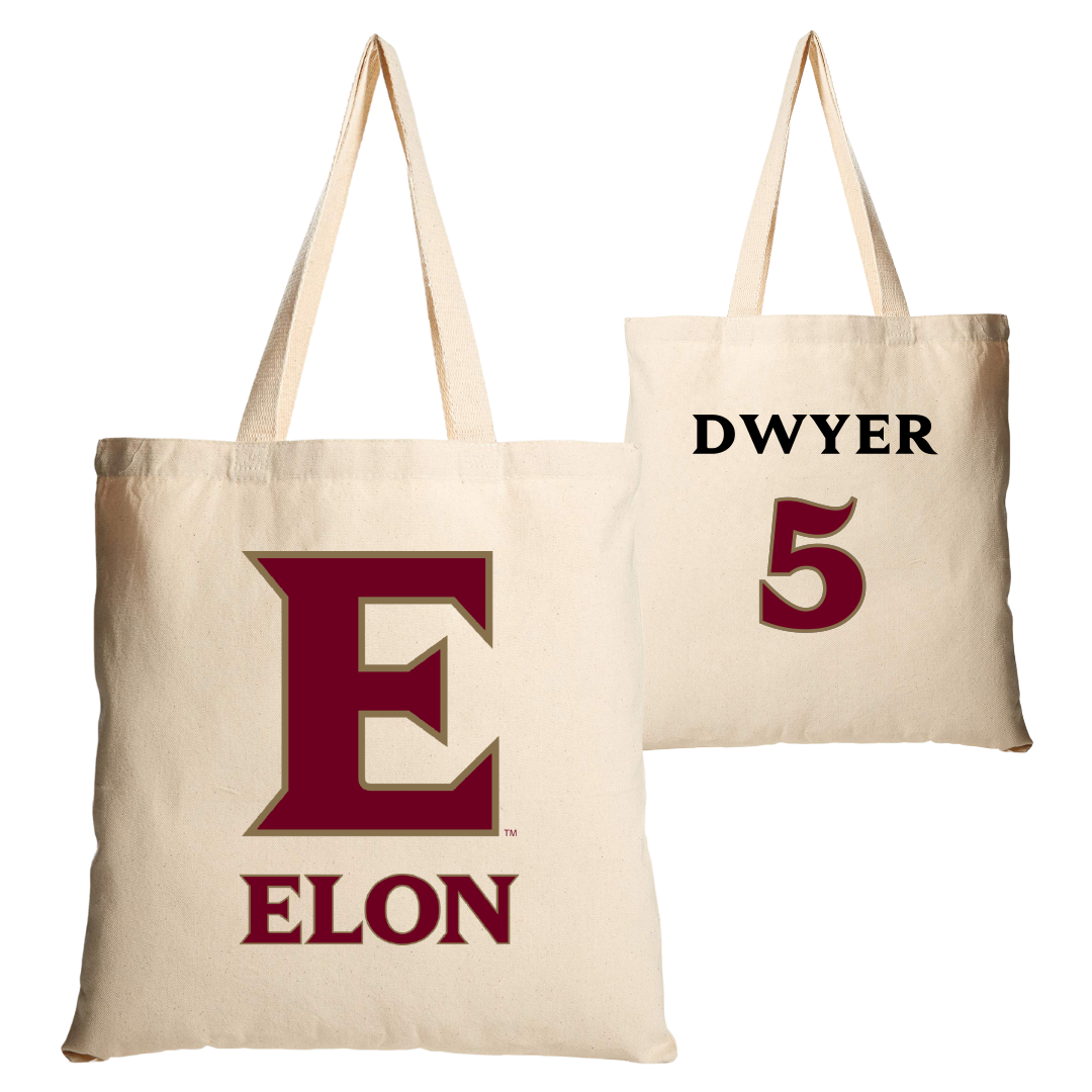Elon University Soccer (W) Tan Canvas Tote Bag - #5 Megan Dwyer