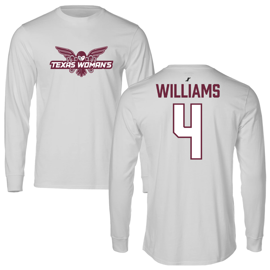 Texas Woman's University Volleyball Light Gray Performance Long Sleeve - #4 Miriam Williams