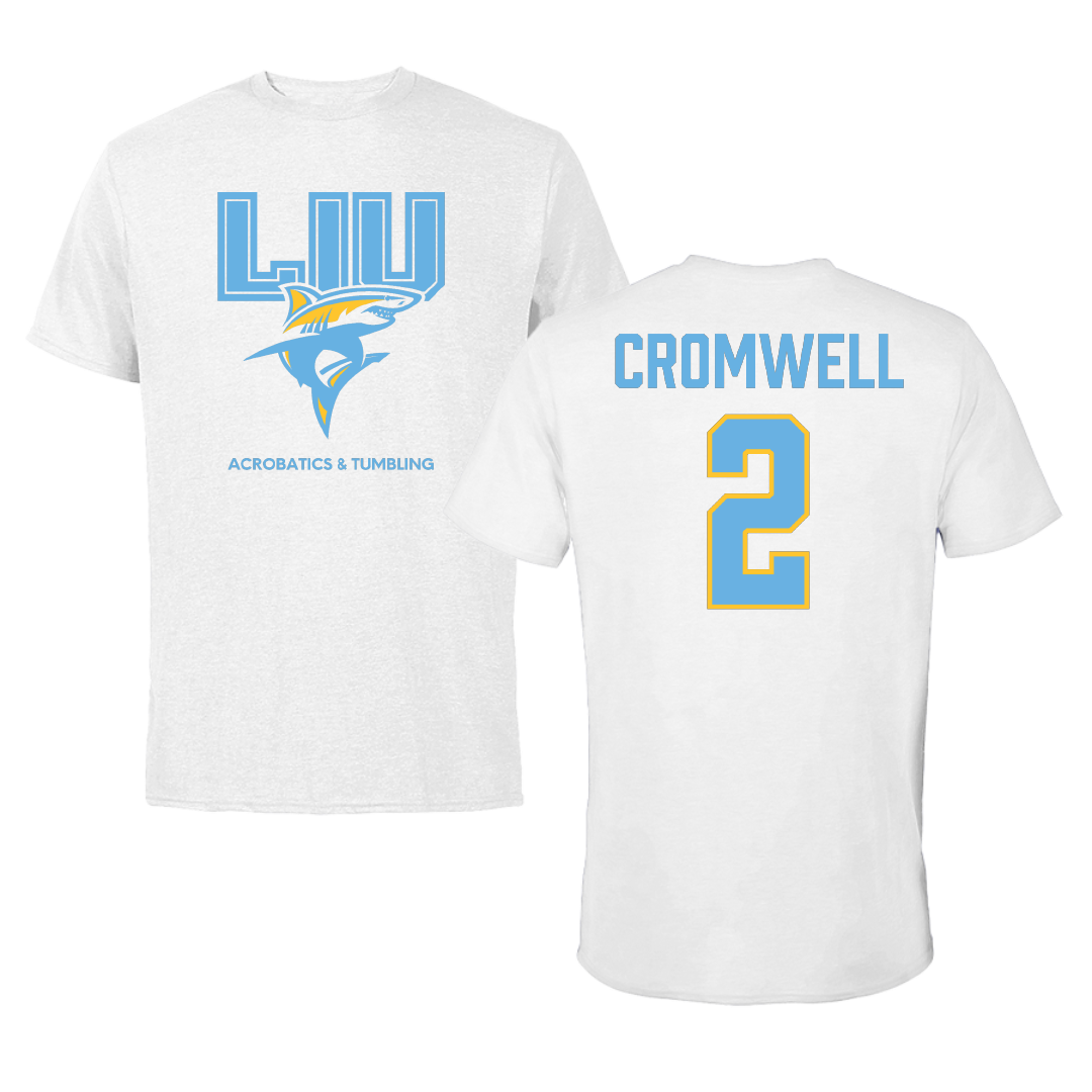 Long Island University Acrobatics & Tumbling White Tee - #2 Raegan Cromwell