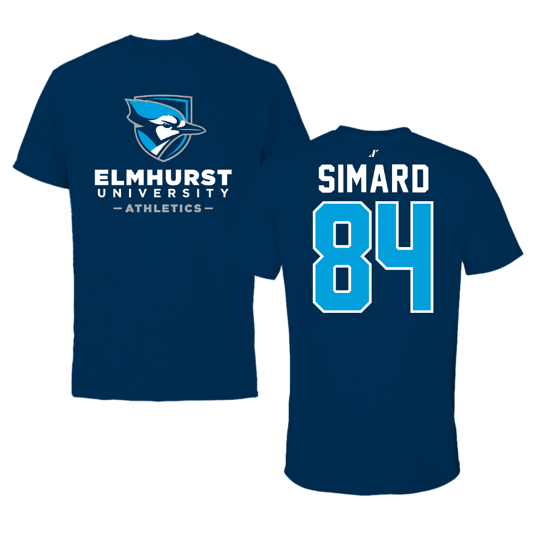 Elmhurst University Football Navy Performance Tee - #84 Preston Simard