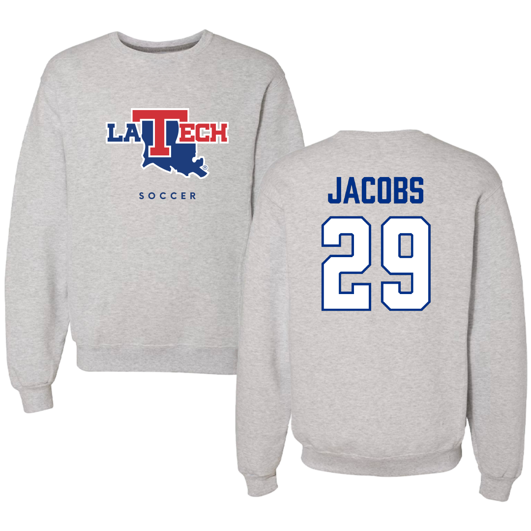Louisiana Tech University Soccer Gray Crewneck - #29 Avery Jacobs