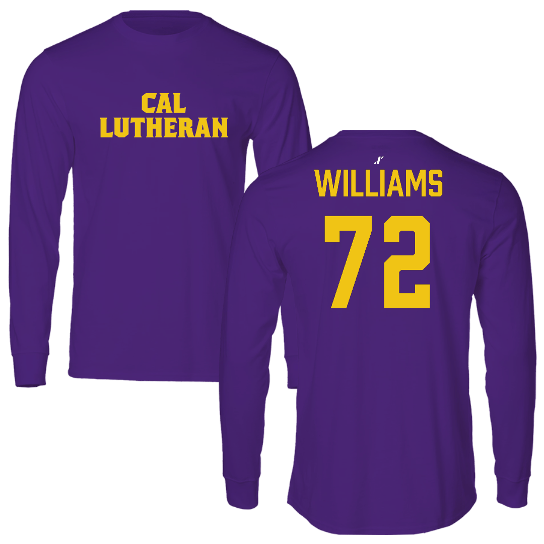 California Lutheran University Football Purple Performance Long Sleeve - #72 Nate Williams