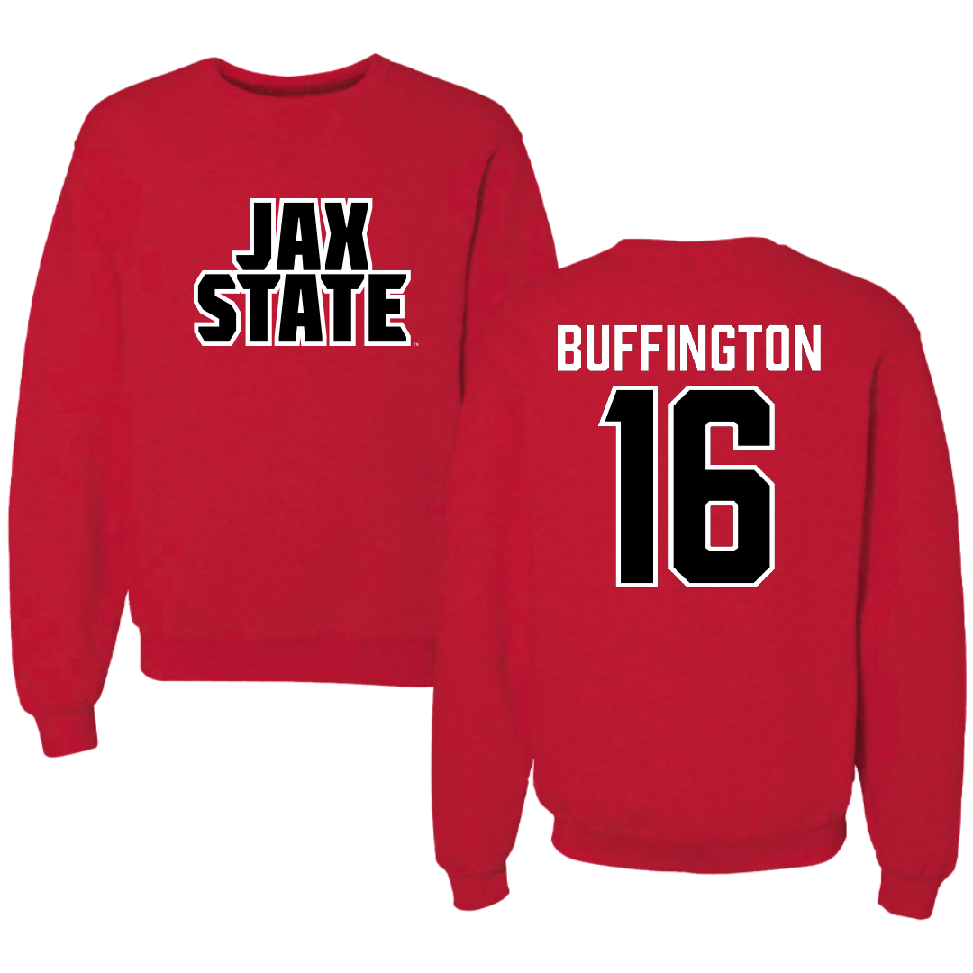 Jacksonville State University Softball Red Crewneck - #16 Hannah Buffington