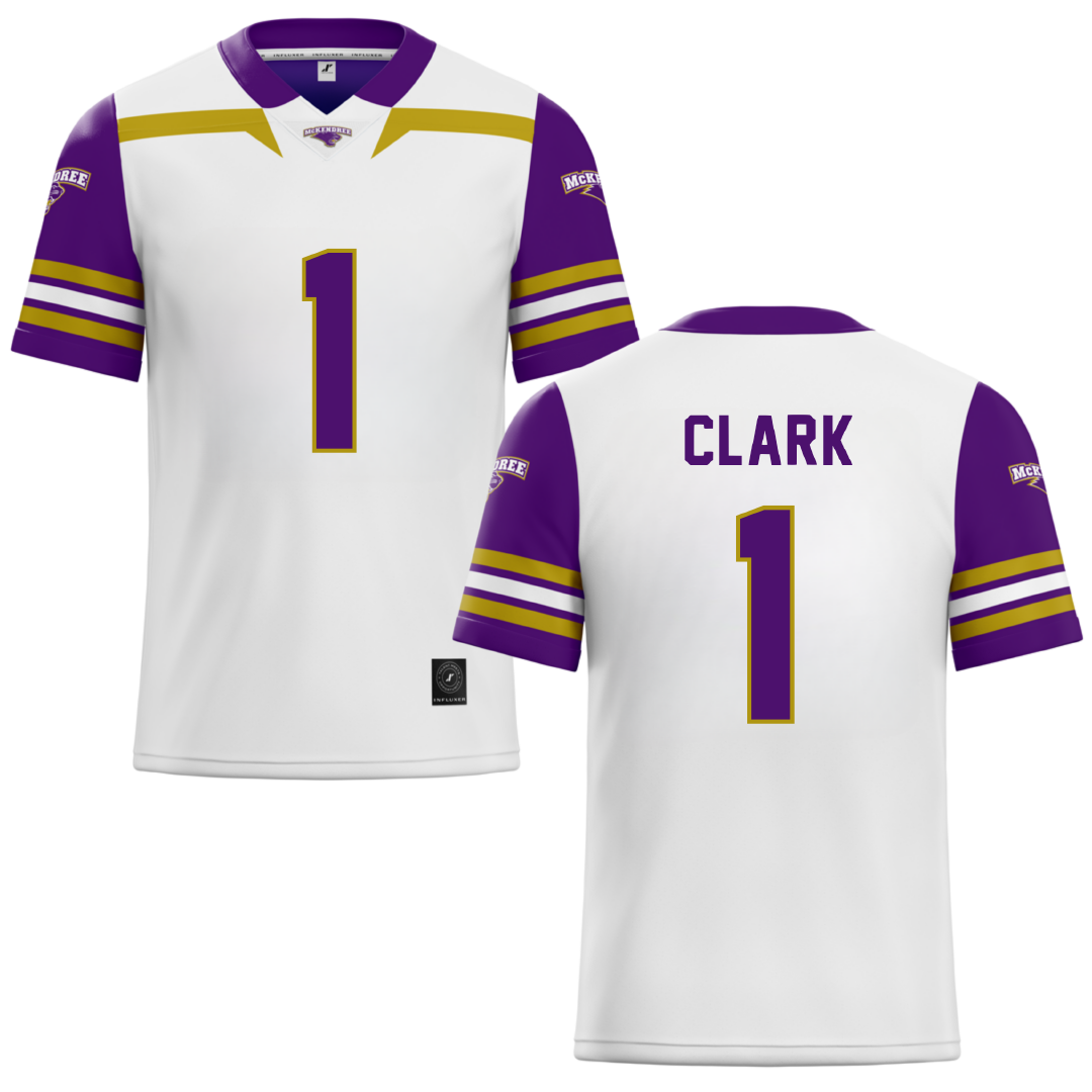 McKendree University White Football Jersey - #1 Eddie Clark