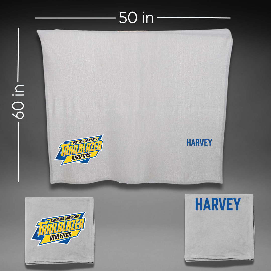 Vincennes University Bowling (M) Gray Blanket - Tad Harvey