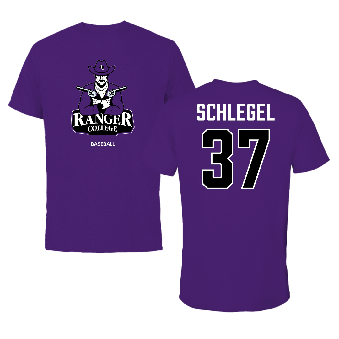 Ranger College Baseball Purple Performance Tee - #37 Connor Schlegel