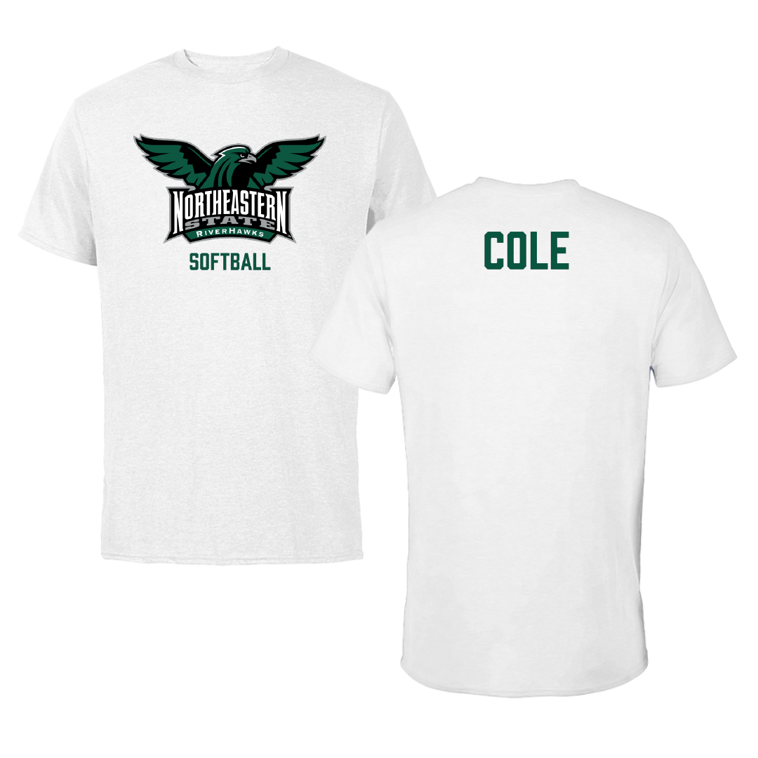 Northeastern State University Softball White Tee - Madalyn Cole