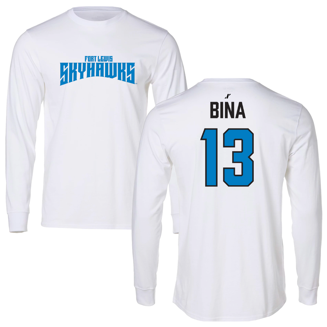 Fort Lewis College Lacrosse White Classic Performance Long Sleeve - #13 Madeleine Bina