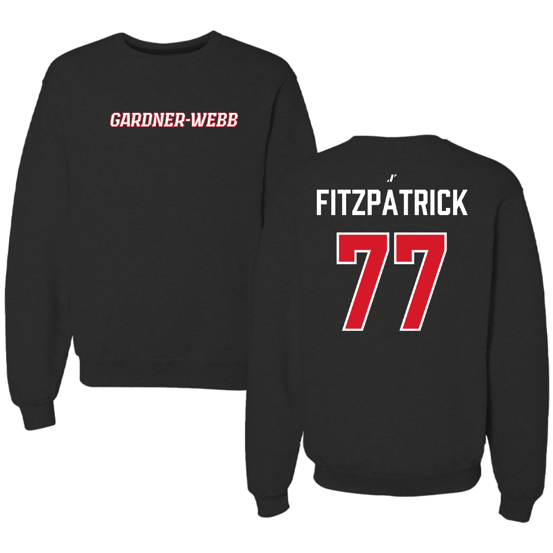 Gardner-Webb University Football Black Crewneck - #77 Will Fitzpatrick