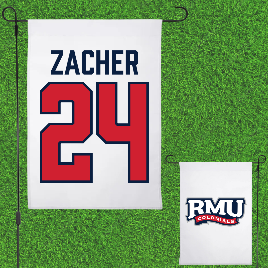Robert Morris University Ice Hockey White Garden Flag - #24 Walter Zacher