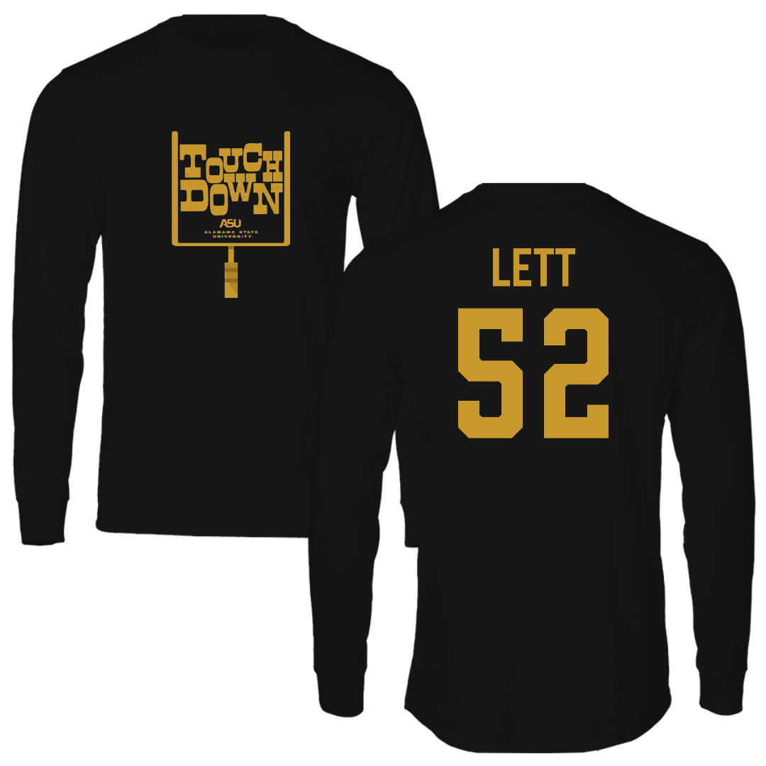 Alabama State University Football Black Touchdown Performance Long Sleeve - #52 Trej Lett