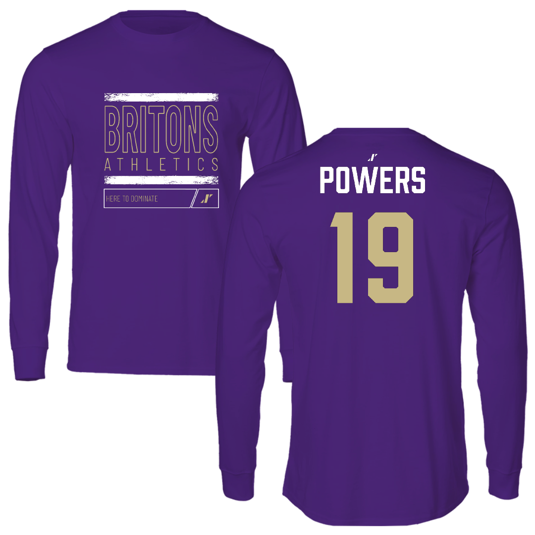 Albion College Football Purple Dominate Performance Long Sleeve - #19 Christian Powers