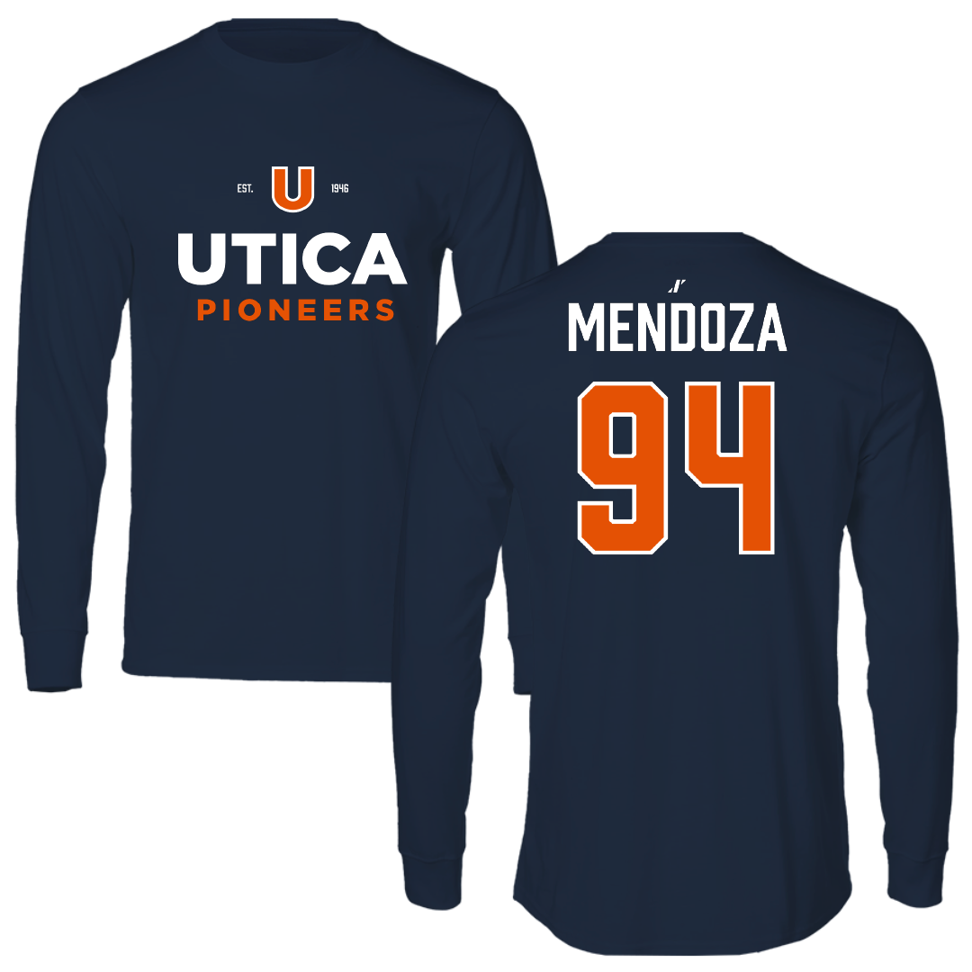 Utica University Football Navy General Performance Long Sleeve - #94 Ali Mendoza