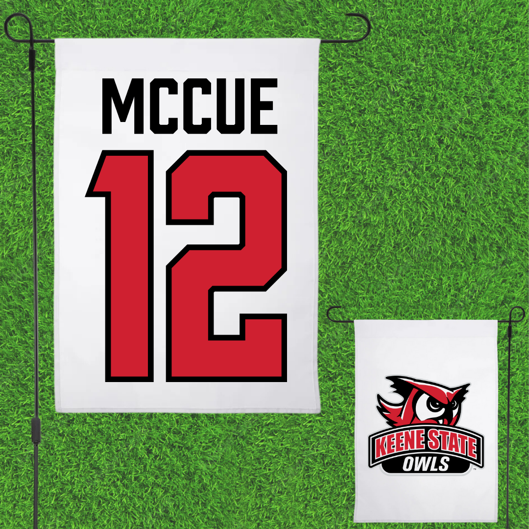 Keene State College Baseball White Garden Flag - #12 Evan McCue