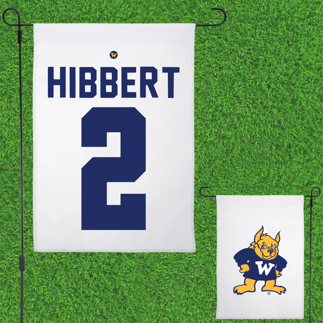 Webster University Basketball White Garden Flag - #2 Jonah Hibbert