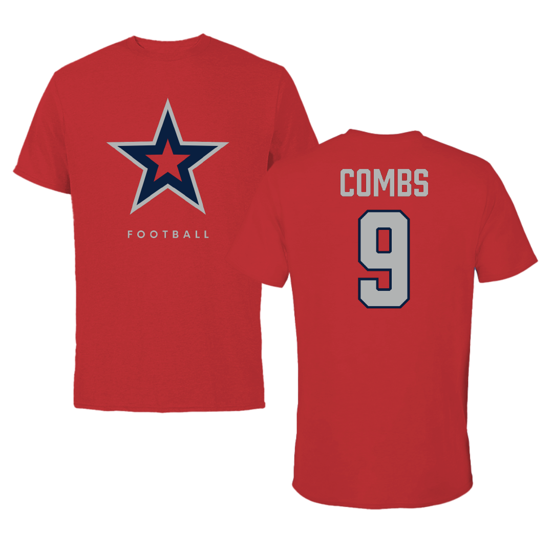 Robert Morris University Football Red Tee - #9 Galen Combs