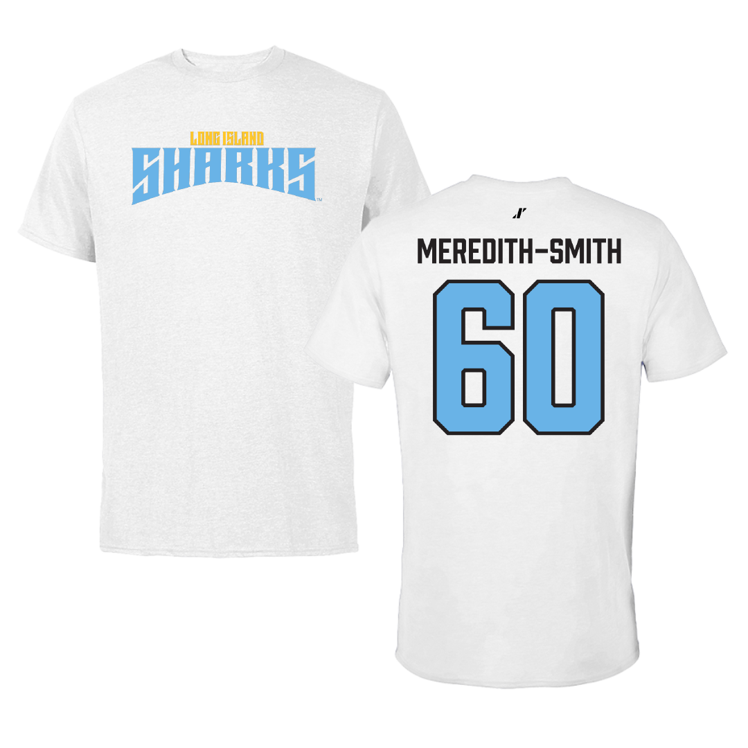 Long Island University Football White Classic Performance Tee - #60 Aqil Meredith-Smith