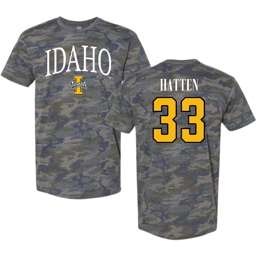 University of Idaho Basketball Vintage Camo Tee - #33 Jack Hatten