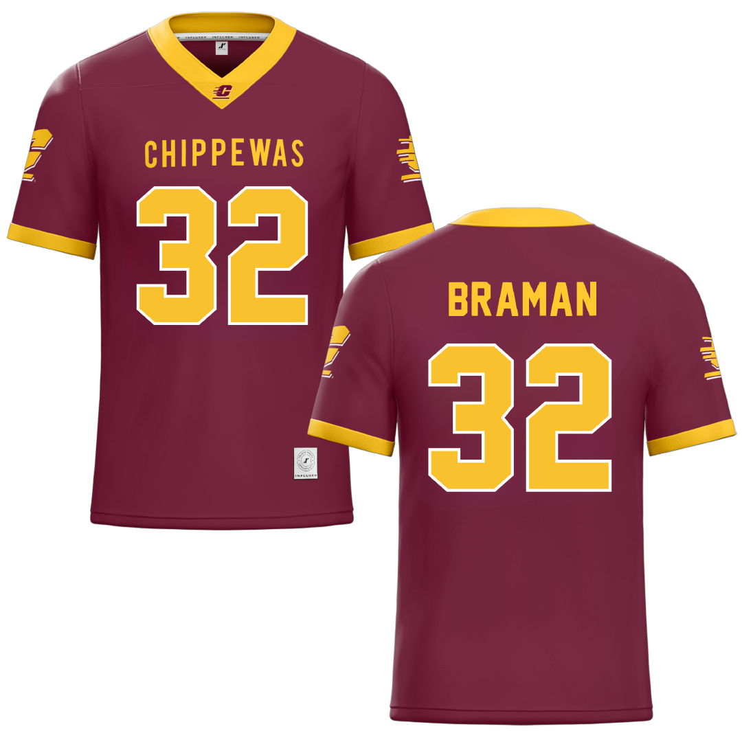 Central Michigan University Maroon Lacrosse Jersey - #32 Teagan Braman