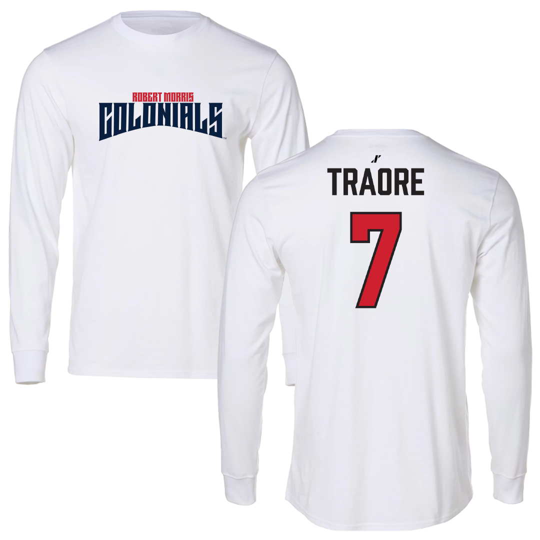 Robert Morris University Basketball White Classic Performance Long Sleeve - #7 Myriam Traore