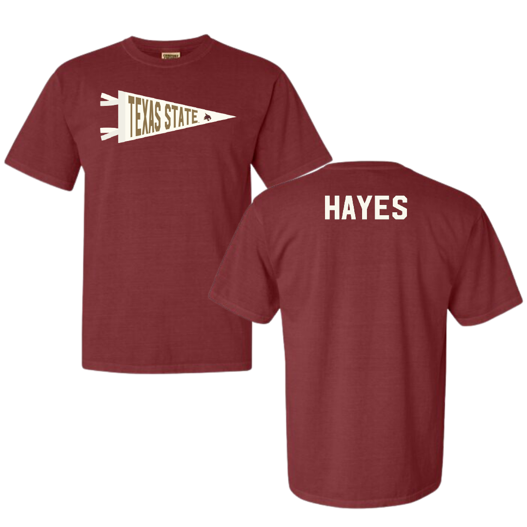 Texas State University TF and XC Maroon Pennant Comfort Colors Tee - Aiden Hayes