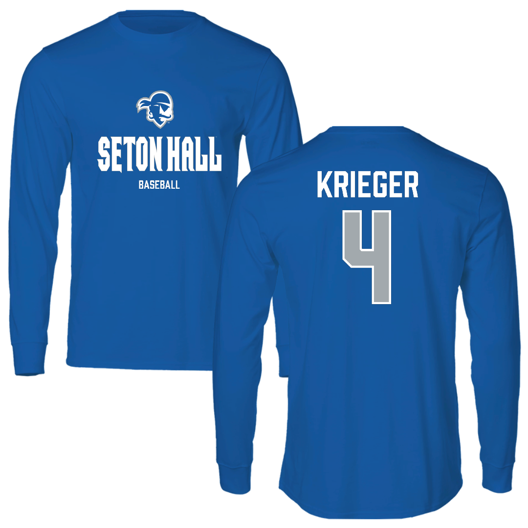 Seton Hall University Baseball Blue Block Long Sleeve - #4 Magnus Krieger