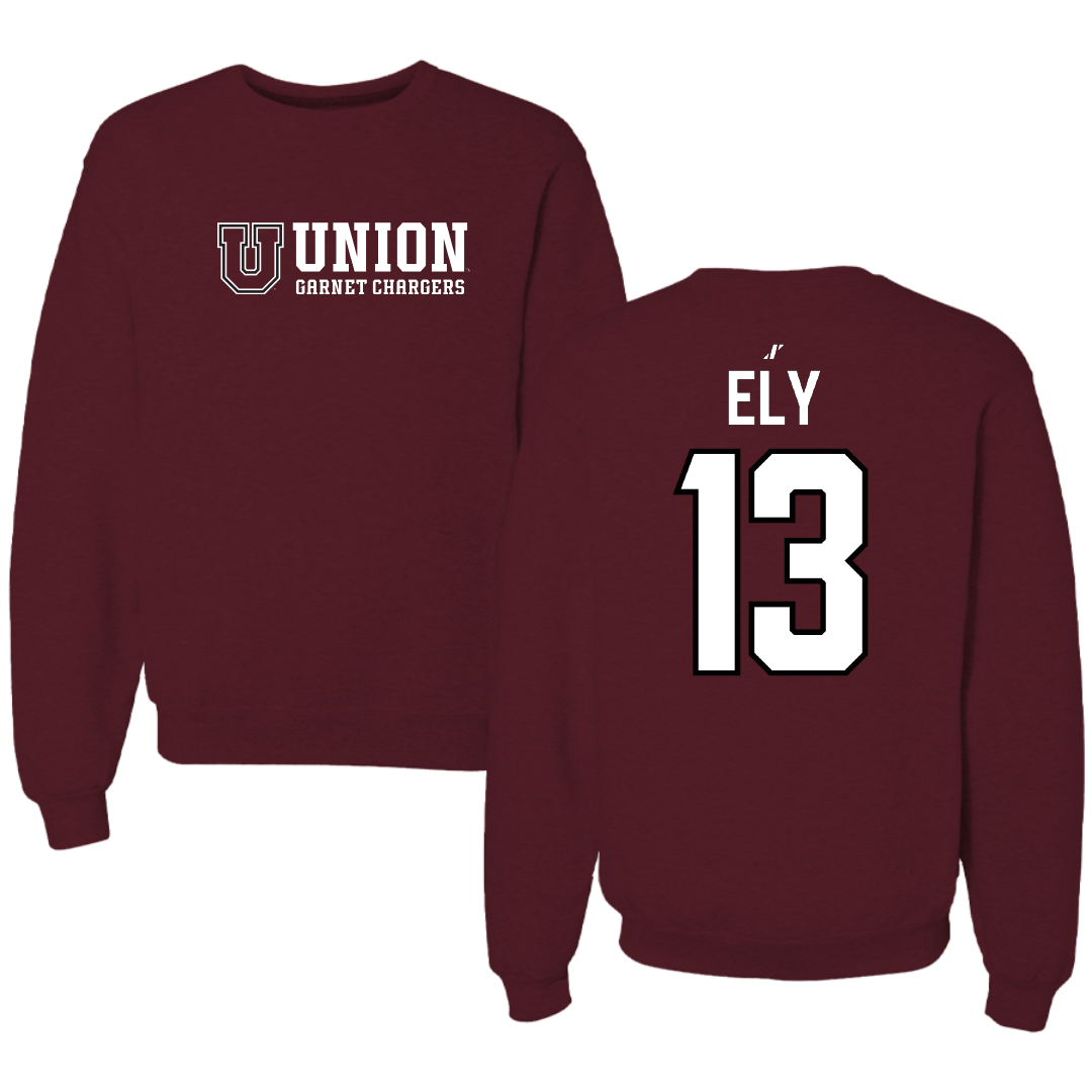 Union College Soccer Maroon General Crewneck - #13 Justin Ely