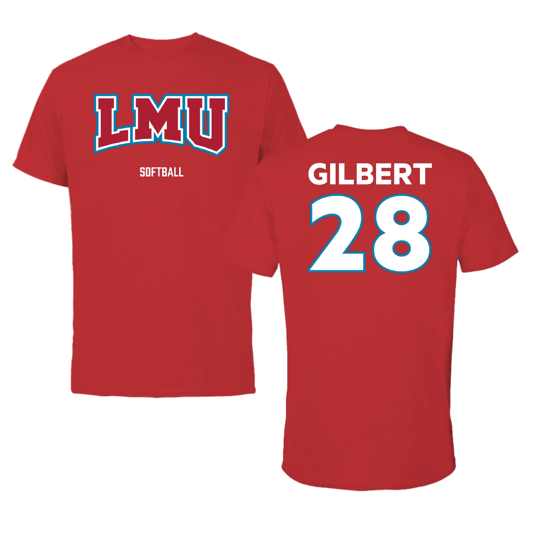 Loyola Marymount University Softball Red Tee - #28 Jessie Gilbert