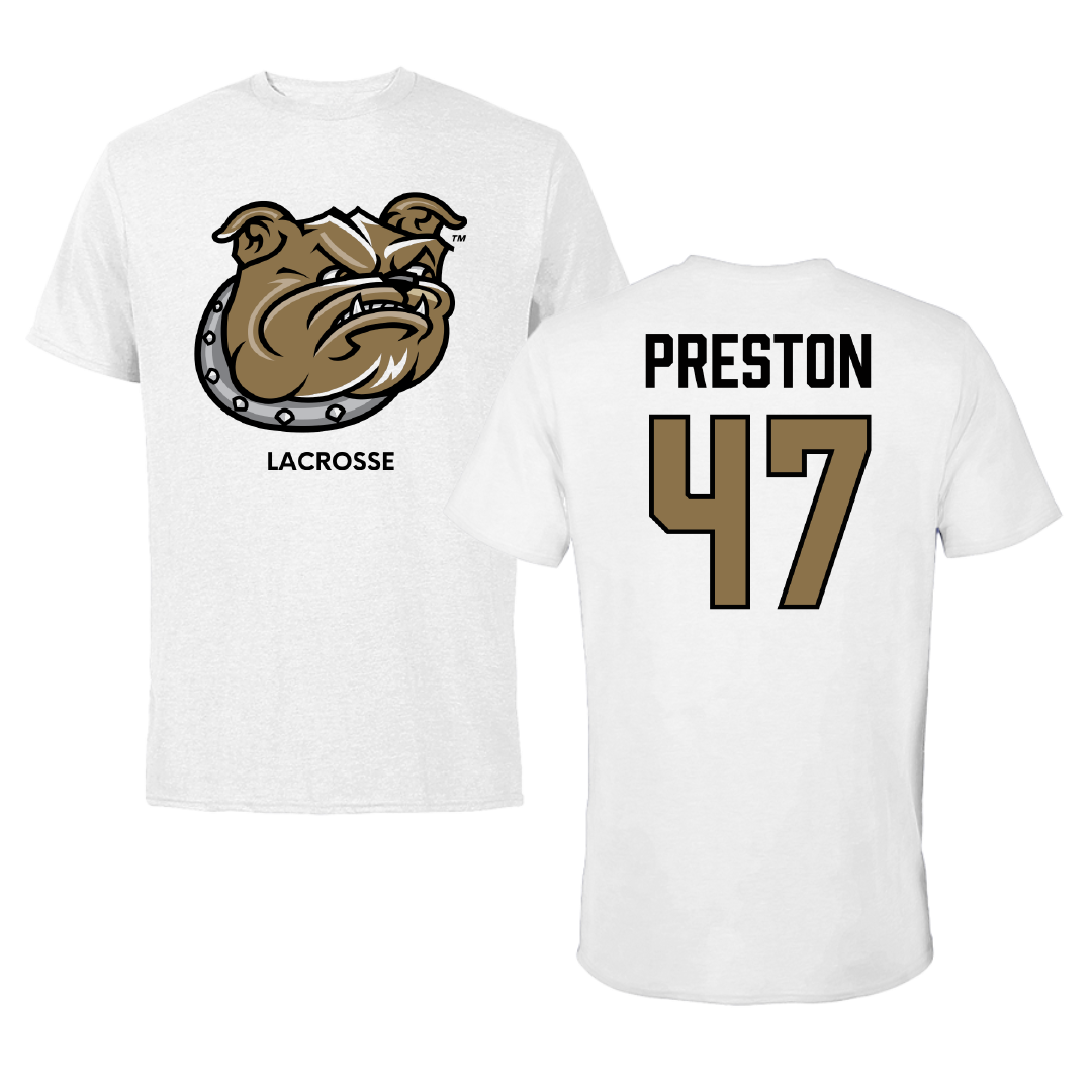 Bryant University Lacrosse (M) White Tee - #47 Trevor Preston
