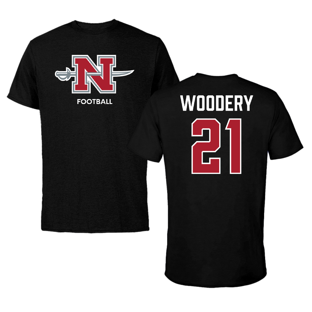 Nicholls State University Football Black Mascot Performance Tee - #21 Malik Woodery