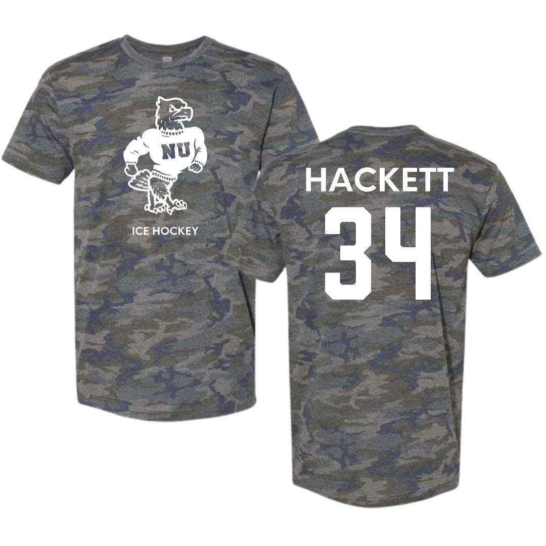 Niagara University Ice Hockey (M) Vintage Camo Tee - #34 Noah Hackett