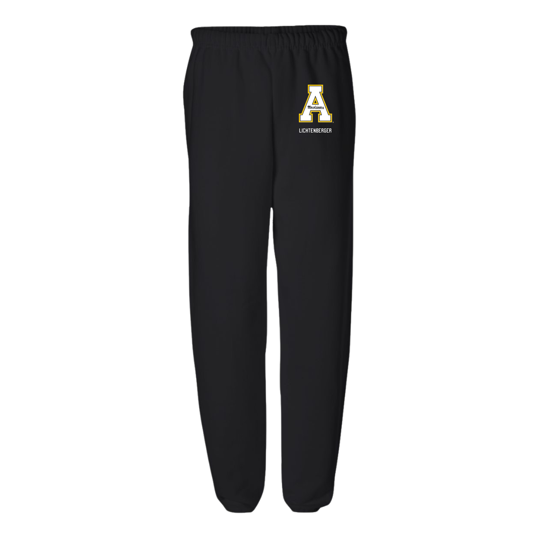 Appalachian State University Baseball Black Sweatpants - #5 Tyler Lichtenberger