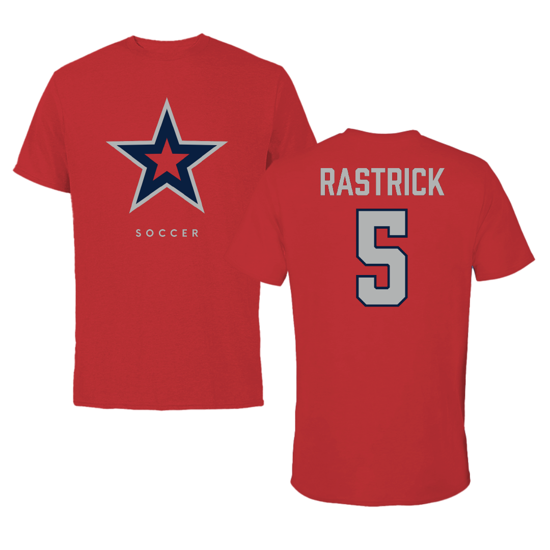 Robert Morris University Soccer (M) Red Tee - #5 Noah Rastrick
