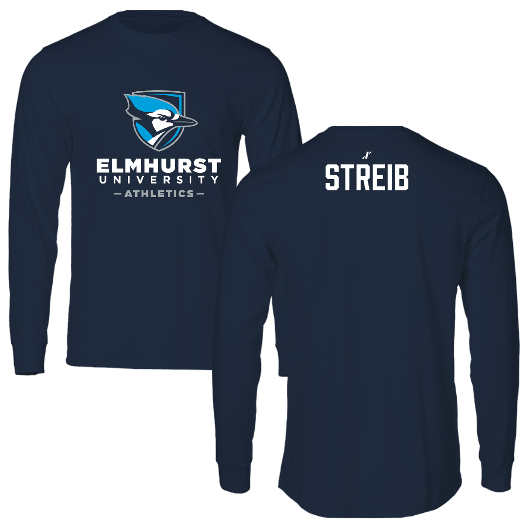 Elmhurst University Wrestling Navy Performance Long Sleeve - Anthony Streib