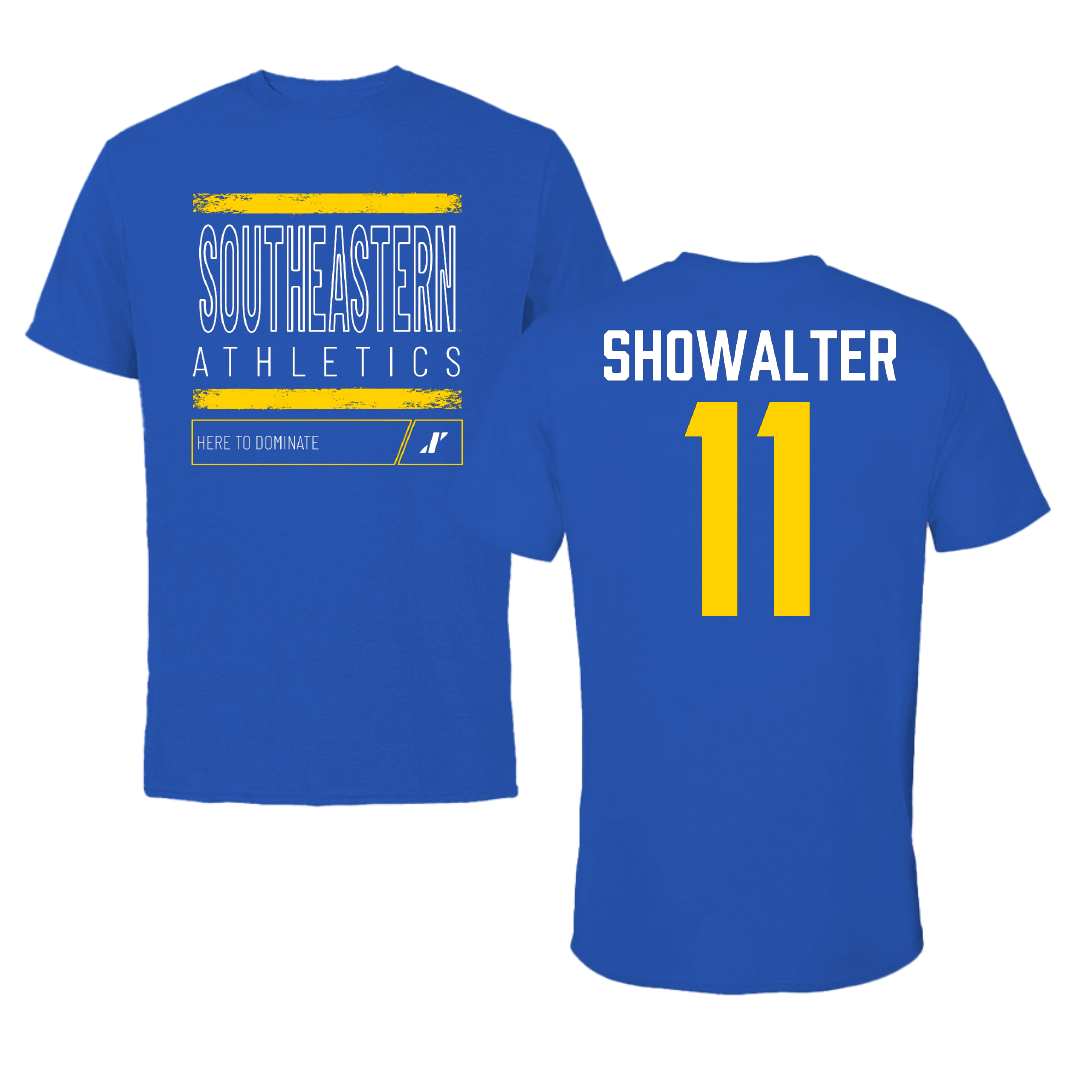Southeastern Oklahoma State University Baseball Blue Dominate Performance Tee - #11 Alex Showalter