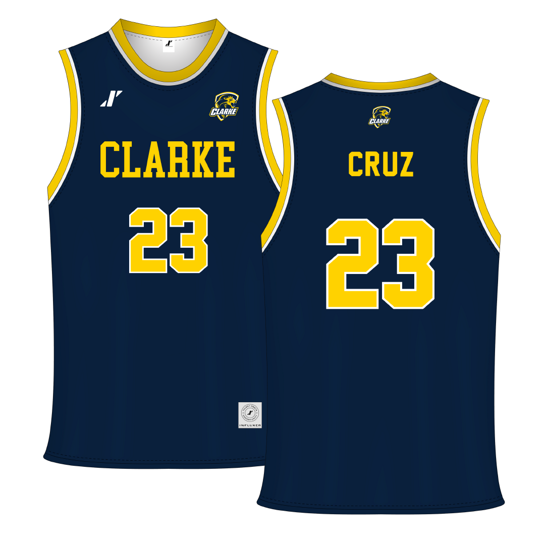 Clarke University Navy Basketball Jersey - #23 Joevanny Cruz