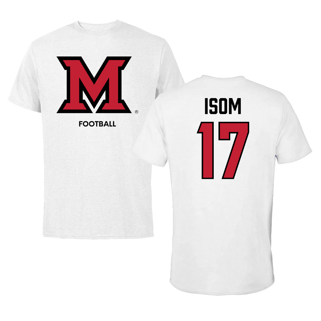 Miami University (Ohio) Football White Performance Tee - #17 Braylon Isom
