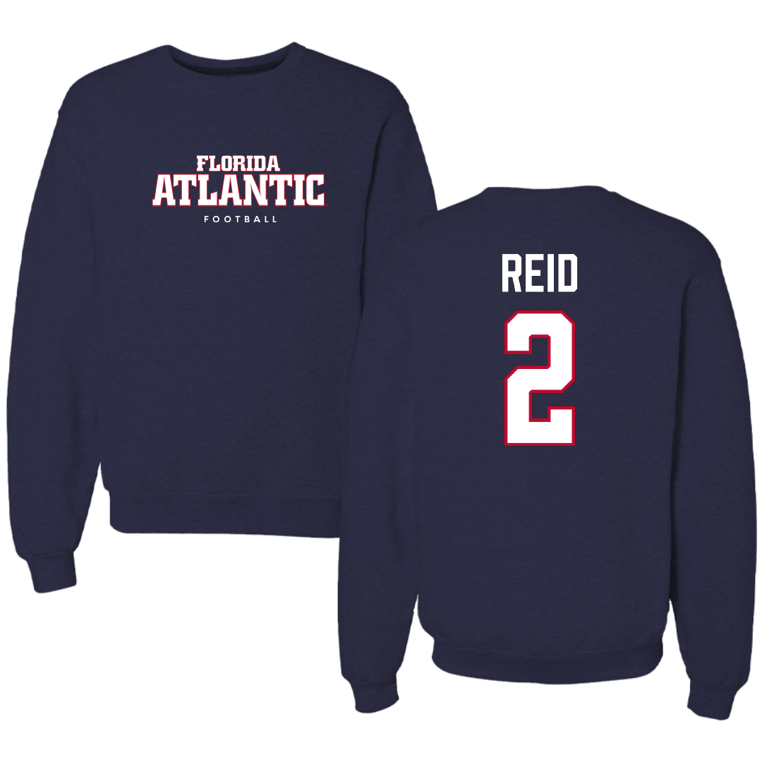 Florida Atlantic University Football Navy Crewneck - #2 Terez Reid